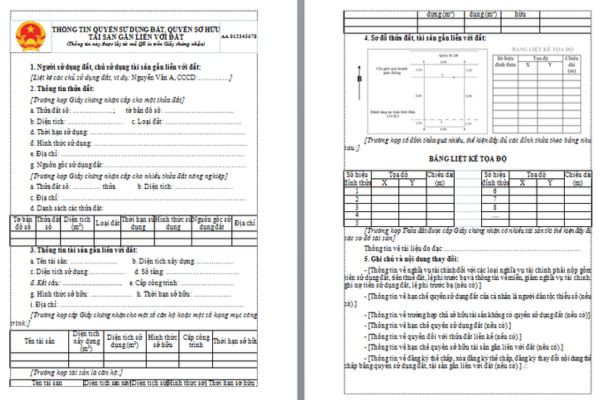 mẫu thông tin sổ đỏ quét bằng mã qr